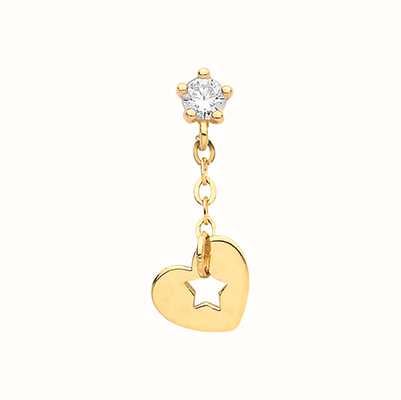 James Moore TH 9ct Yellow Gold Cubic Zirconia Heart Cartilage Earring ES1923