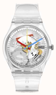 Swatch CLEARLY GENT Transparent Dial Silicone Strap SO28K100-S06