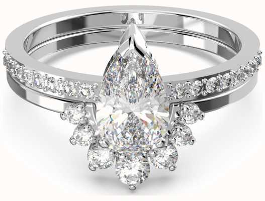 Swarovski Attract Ring | Pear Cut Crystal | White | Rhodium Plated | UK N 5563122