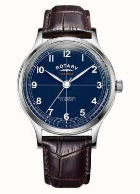 Rotary Heritage Automatic Blue Dial Brown Leather Strap GS05125/05