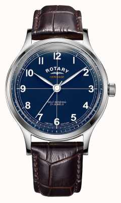 Rotary Heritage Automatic Blue Dial Brown Leather Strap GS05125/05