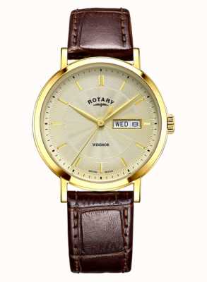 Rotary Windsor Gold Dial Brown Leather Strap GS05423/03