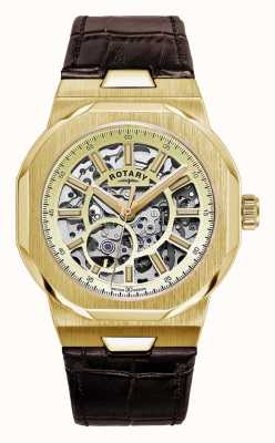 Rotary Sport Regent Skeleton Automatic (40mm) Gold Dial / Brown Leather Strap GS05418/03