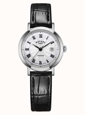 Rotary Women's Windsor Black Leather Strap Watch LS05420/01