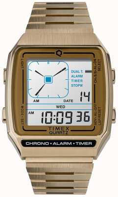 Timex Q LCA Reissue Pale Gold-tone Stainless Steel Bracelet Watch TW2U72500