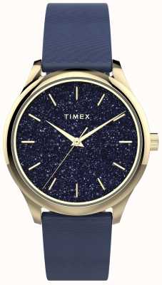 Timex Gold-tone Case With Navy Glitter Dial And Navy Strap TW2V01200