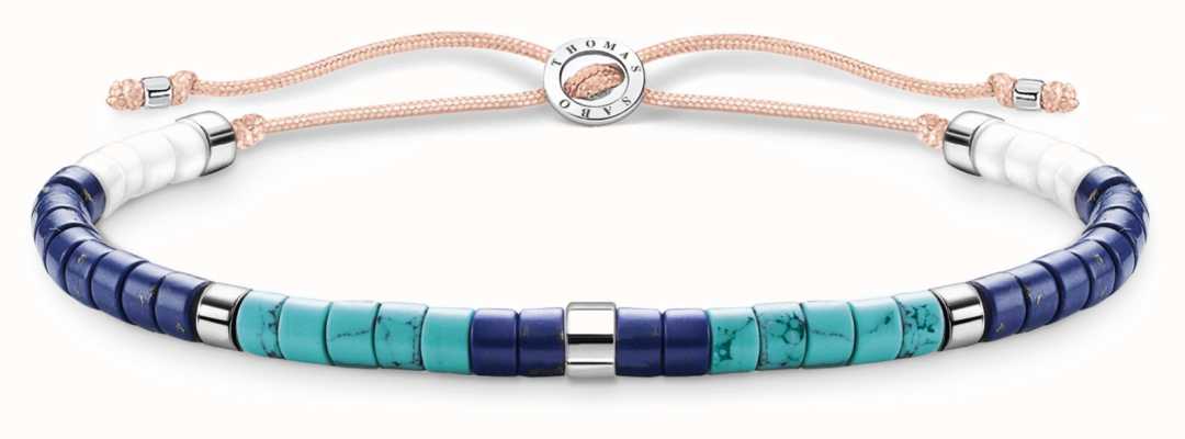 Thomas Sabo Charm Club | Blue and Sterling Silver Beaded Bracelet A2065-775-7-L20V