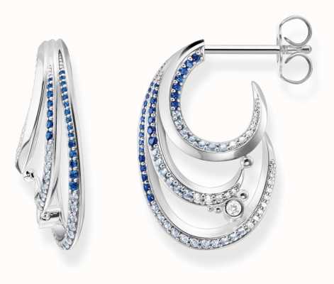 Thomas Sabo Wave Blue Stone Sterling Silver Hoop Earrings H2230-644-1