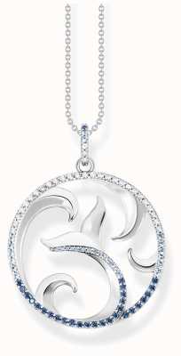 Thomas Sabo Sterling Silver Tail Fin and Wave Blue Cubic Zirconia Necklace KE2145-644-1-L50V