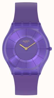 Swatch PURPLE TIME Purple Silicone Strap Watch SS08V103