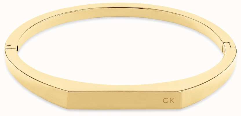 Calvin Klein Ex Display - Ladies Bangle Gold Tone Logo Detail Levered Closure 35000046-EXDISPLAY