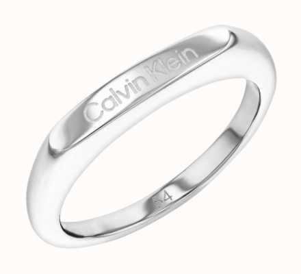 Calvin Klein Faceted Minimalist Stainless Steel Ring (Size 54) 35000187C