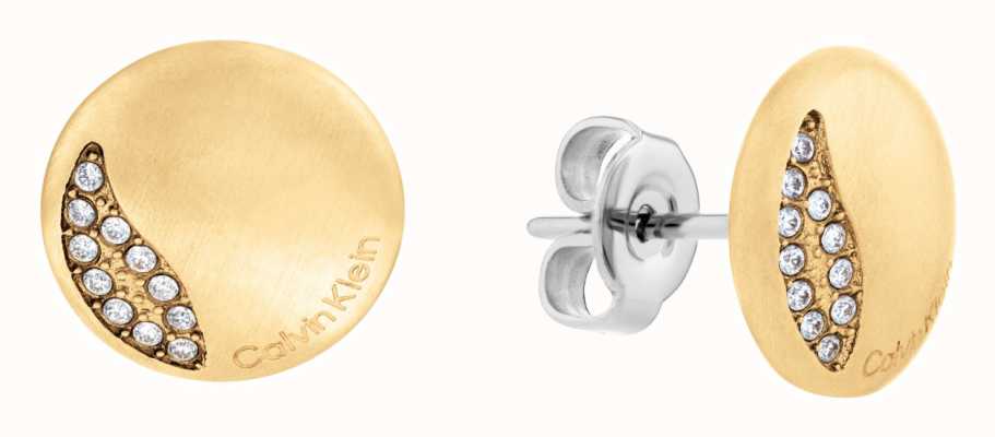 Calvin Klein Ladies Gold Tone Crystal Set Stud Earrings 35000138