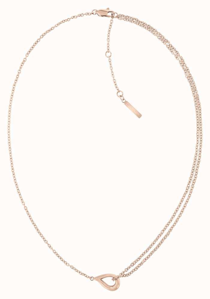 Calvin Klein Ladies Rose Gold Tone Necklace With Asymmetrical Double ...