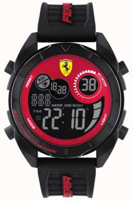 Scuderia Ferrari Mens | Forza | Digital  Dial | Black Silicone Strap 0830877