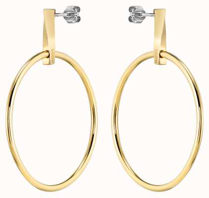BOSS Jewellery Signature Gold Stainless Steel Hoop Style Stud Earrings 1580285
