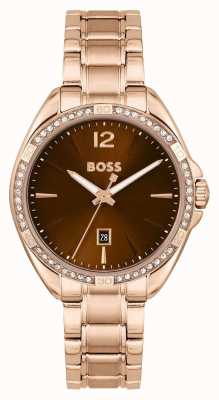 BOSS Women's Felina | Brown Dial | Rose Gold Stainless Steel Bracelet 1502621