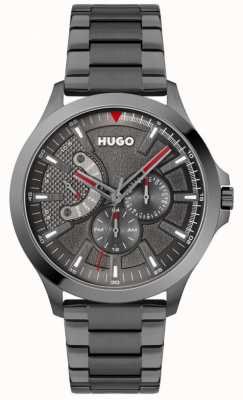 HUGO Men's #leap | Black Dial | Black Plated Stainless Steel Bracelet 1530247