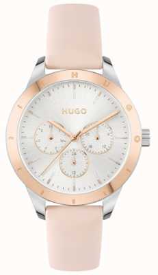 HUGO Women's #friend | Silver Dial | Pink Leather Strap 1540117