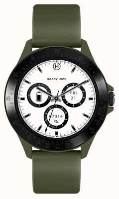 Harry Lime Khaki Green Silicone Strap Black Aluminium Bezel Smartwatch HA07-2014