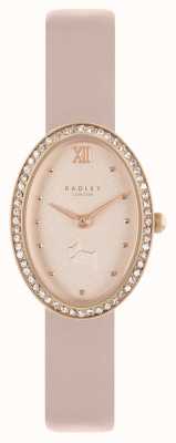 Radley Women's Oval Crystal Set Pink Strap Watch RY21364