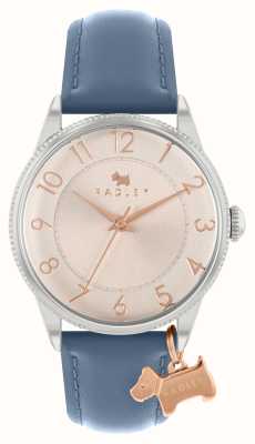 Radley Women's Pink Sunray Dial Blue Leather Strap Watch RY21449