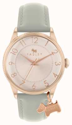 Radley Women's Pink Sunray Dial Green Leather Strap Watch RY21456