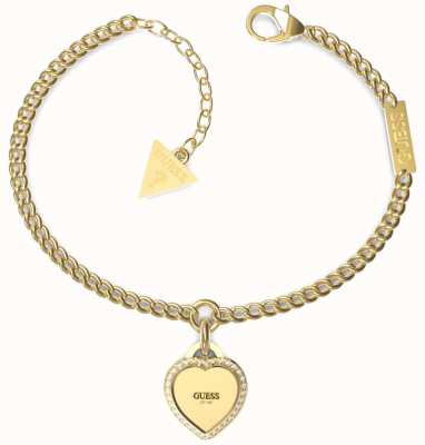 Guess Women's Fine Heart Gold Tone Stainless Steel Bracelet UBB01422YGL