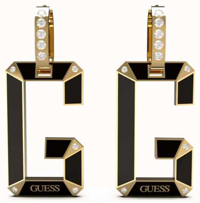 Guess Women's G-Shades Black and Gold Drop Earrings UBE01469YGBK