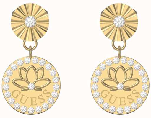 Guess Women's Lotus Crystal Set Gold Tone Stainless Steel Earrings UBE01344YG