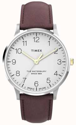 Timex Men's Waterbury Classic | White Dial | Brown Leather Strap TW2V28800