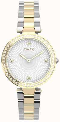 Timex Adorn With Crystals Two Tone Gold and Silver Toned Watch TW2V24500