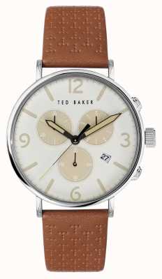 Ted Baker BARNETT BACKLIGHT Brown Leather Strap Watch BKPBAS202