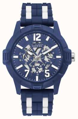 Guess Men's STRIKER | Blue Dial | Blue and White Silicone Strap GW0428G3