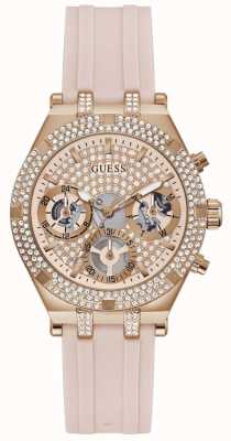 Guess Womans | Heiress | Pink Silicone Strap | Rose Gold Dial GW0407L3