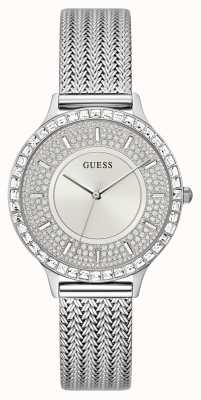 Guess SOIREE Women's Crystal Set Bezel Steel Mesh Watch GW0402L1