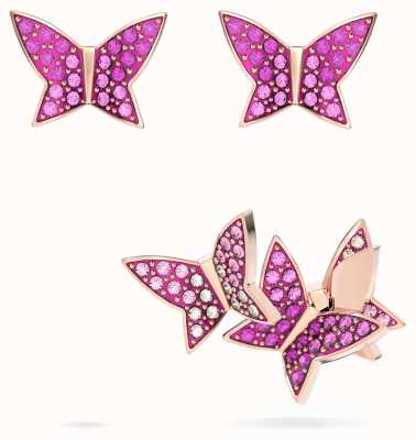 Swarovski Lilia | Butterfly Stud Earrings | Pink And Rose Gold 5636428