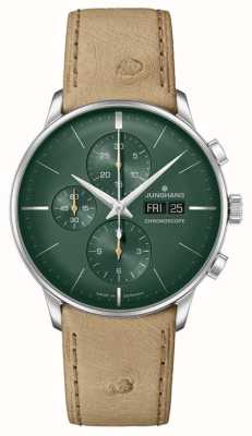 Junghans Meister Chronoscope | Green Dial | Beige Leather Strap English Date 27/4222.03