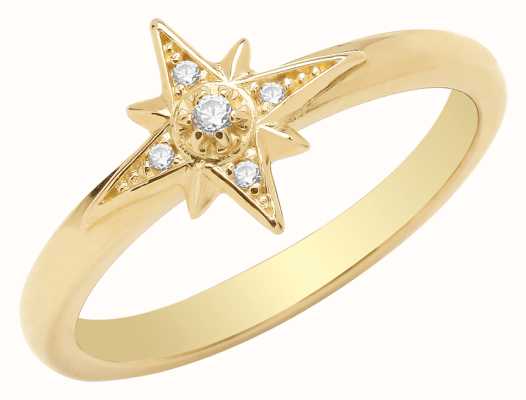 James Moore TH 9ct Yellow Gold Cubic Zirconia Star Ring Size M RN1669/M