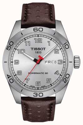 Tissot Mens PRS 516 | Powermatic 80 | Silver dial | Brown Leather Strap T1314301603200