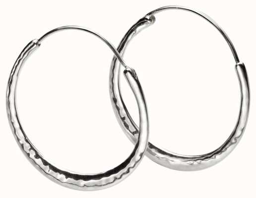Elements Silver Sterling Silver Hammered Hoop Earrings E5770