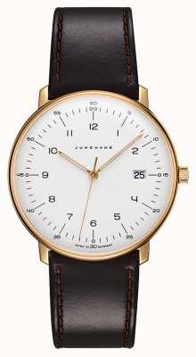 Junghans Max Bill Quartz | Brown Leather Strap | Gold Plated Case 41/7872.02