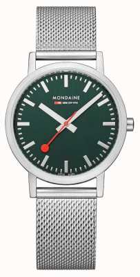 Mondaine Classic 36 Mm Forest Green Dial Steel Mesh Bracelet A660.30314.60SBJ