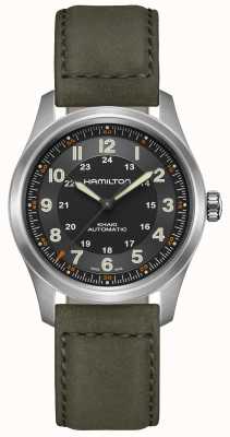 Hamilton Khaki Field Titanium Automatic (38mm) Black Dial / Green Leather Strap H70205830