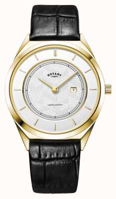 Rotary Special Edition | Champagne Collection, Art Deco | Black Leather Strap | White Dial GS08007/02