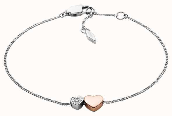 Fossil Women's Stainless Steel Two Tone Heart Bracelet JF03095998