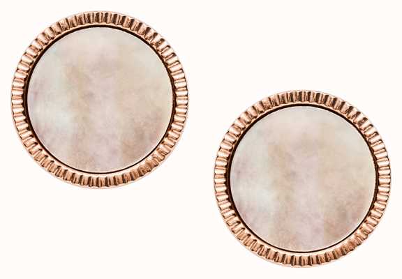 Fossil Women's Rose Gold-Tone Mother-of-Pearl Stud Earrings JF03274791