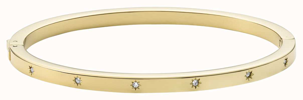 Fossil Women's Gold-Tone Stainless Steel Crystal-Set Star Bangle JF03872710