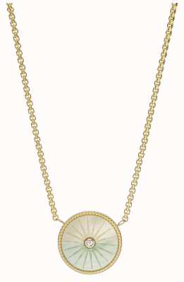 Fossil Women's Gold-Tone Blue and White Mother-of-Pearl Pendant Necklace JF04068710