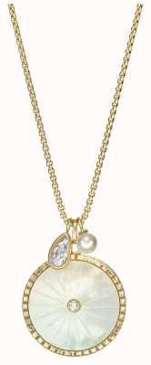 Fossil Women's Gold-Tone Blue and White Mother-of-Pearl Pendant Necklace JF04069710